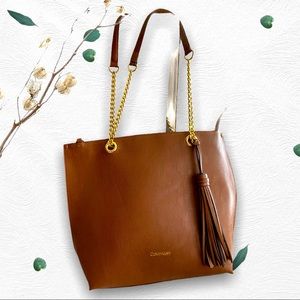 Calvin Klein Chain Handle Tote with Tassel